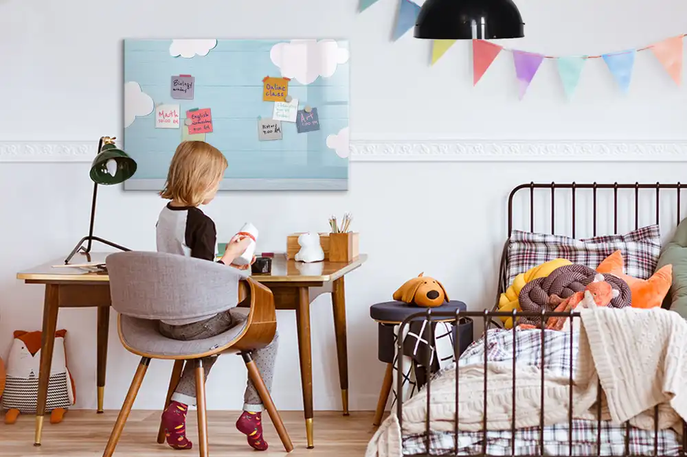 Tableau magnétique deux en un pour enfants avec surface noire