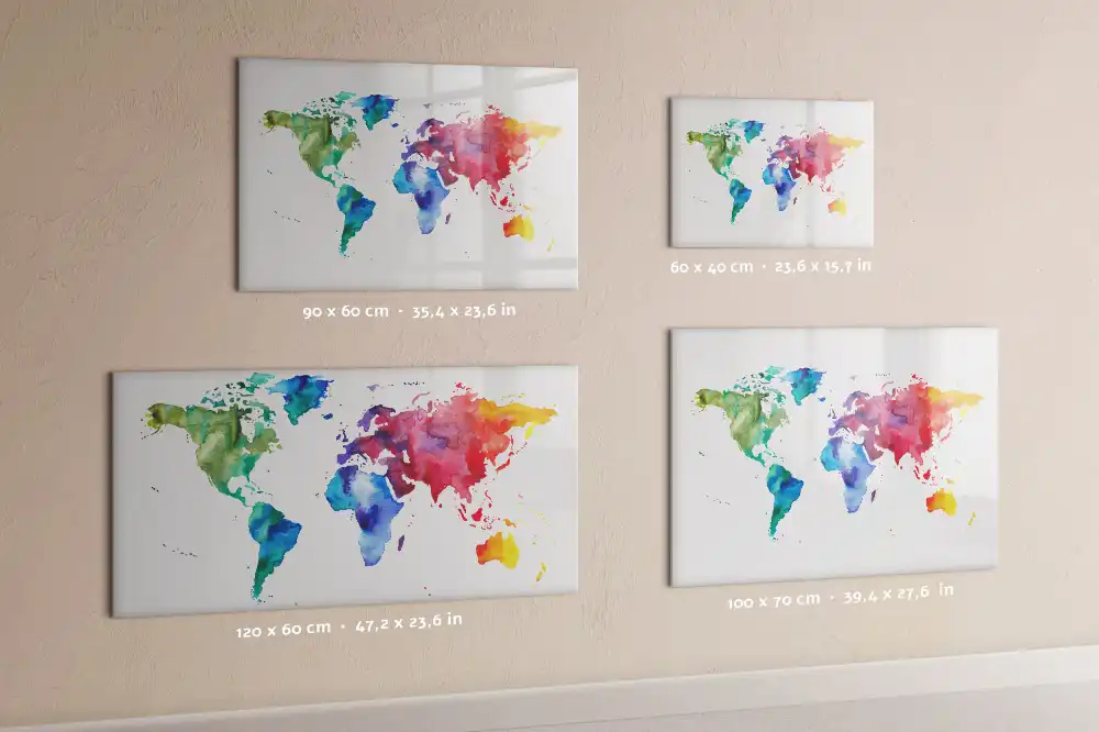 Tableau magnétique avec motif de globe peint à l'aquarelle