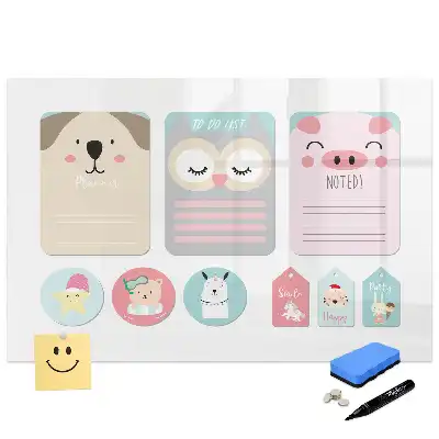 Tableau blanc magnétique effaçable à sec avec motifs d'animaux de la forêt