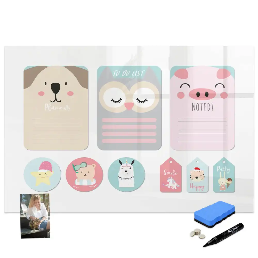 Tableau blanc magnétique effaçable à sec avec motifs d'animaux de la forêt