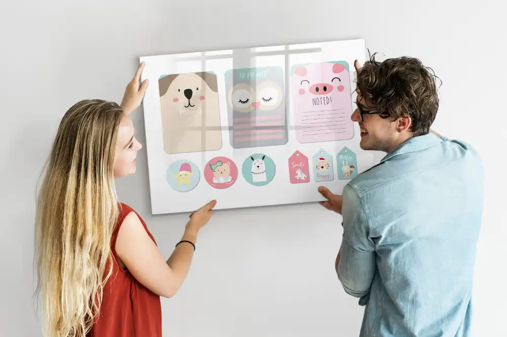 Tableau blanc magnétique effaçable à sec avec motifs d'animaux de la forêt