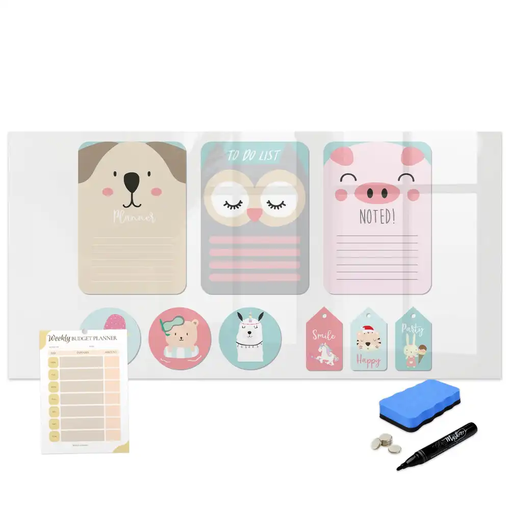Tableau blanc magnétique effaçable à sec avec motifs d'animaux de la forêt