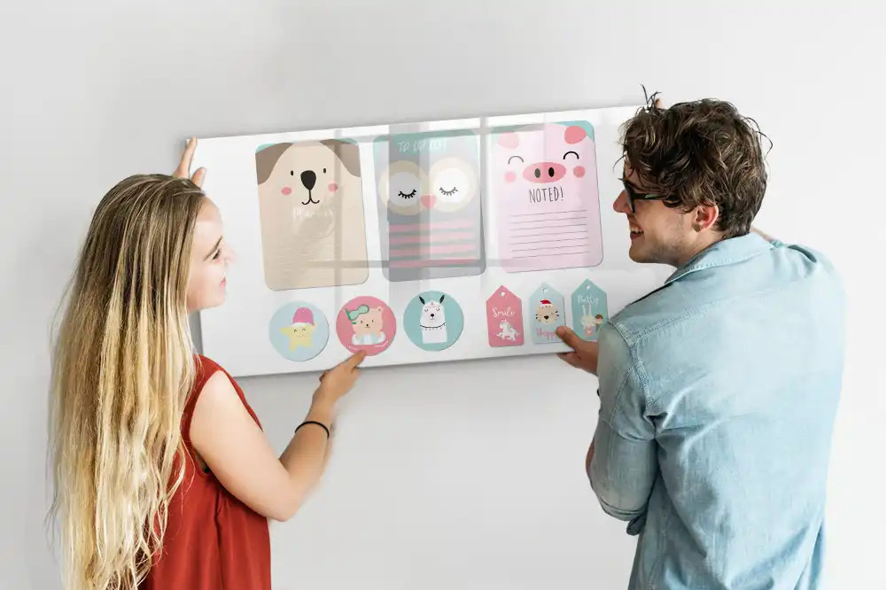 Tableau blanc magnétique effaçable à sec avec motifs d'animaux de la forêt