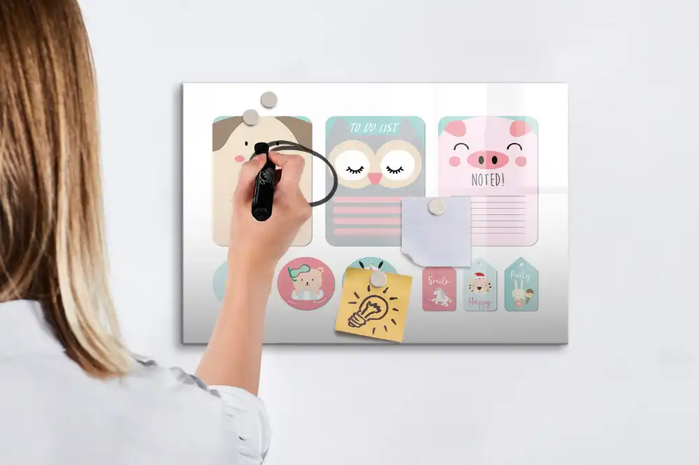 Tableau blanc magnétique effaçable à sec avec motifs d'animaux de la forêt