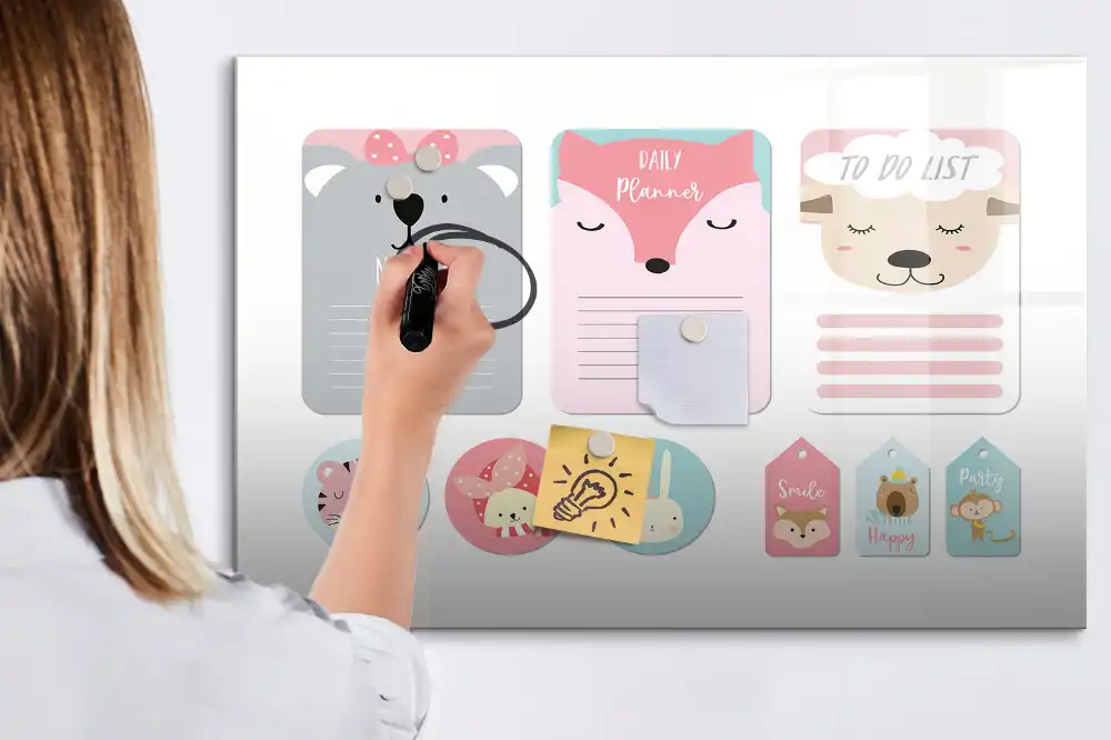 Tableau magnétique à dessiner motif marque-pages joyeux