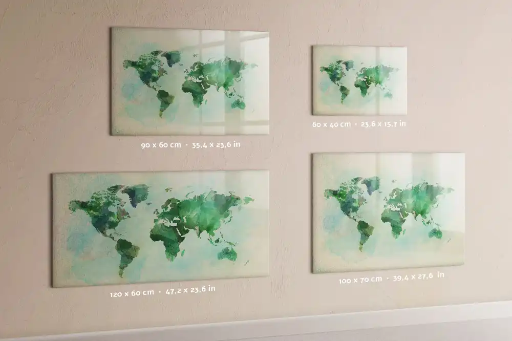 Tableau magnétique à dessiner motif globe terrestre à l'aquarelle