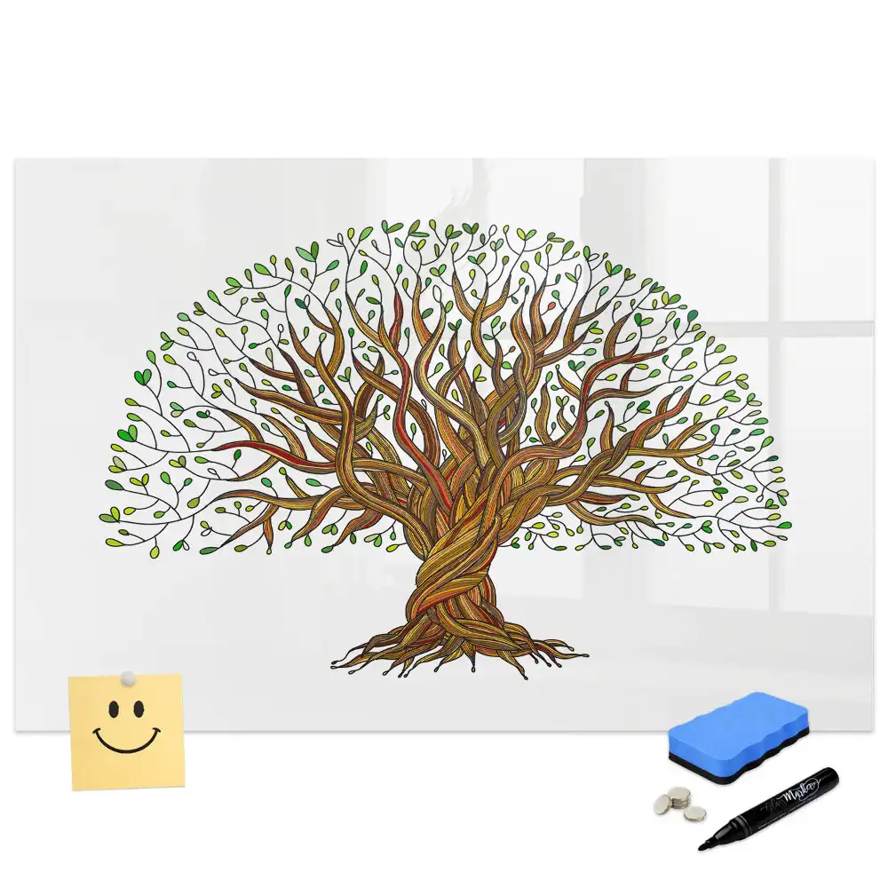 Tableau blanc magnétique effaçable à sec motif racines d'arbres