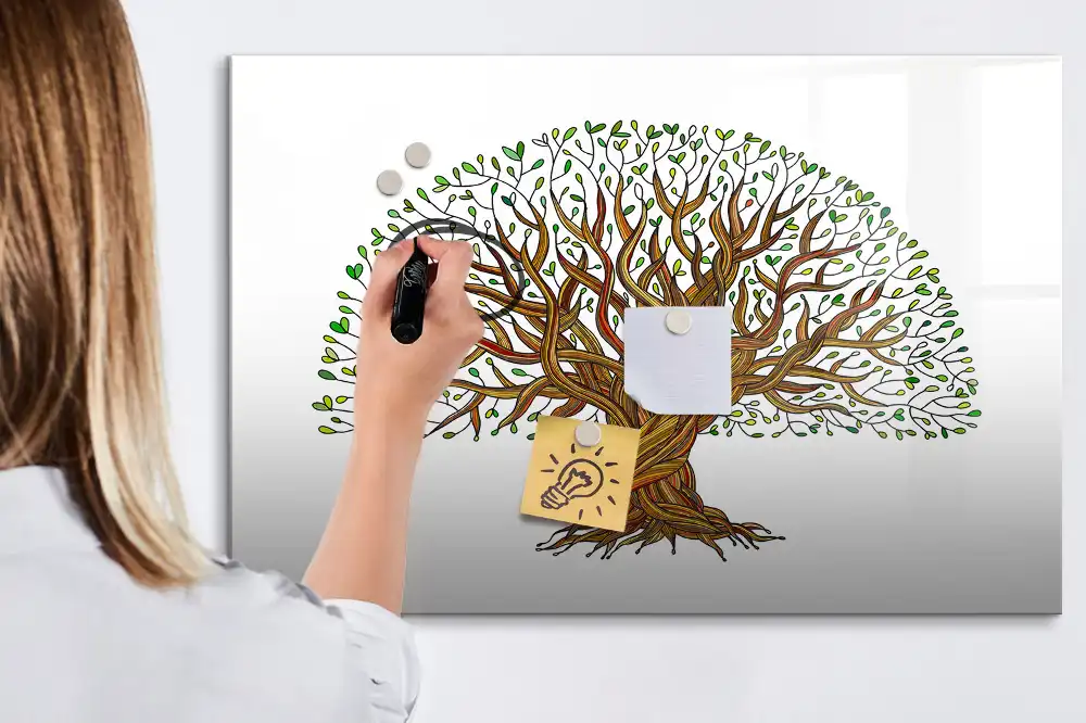 Tableau blanc magnétique effaçable à sec motif racines d'arbres
