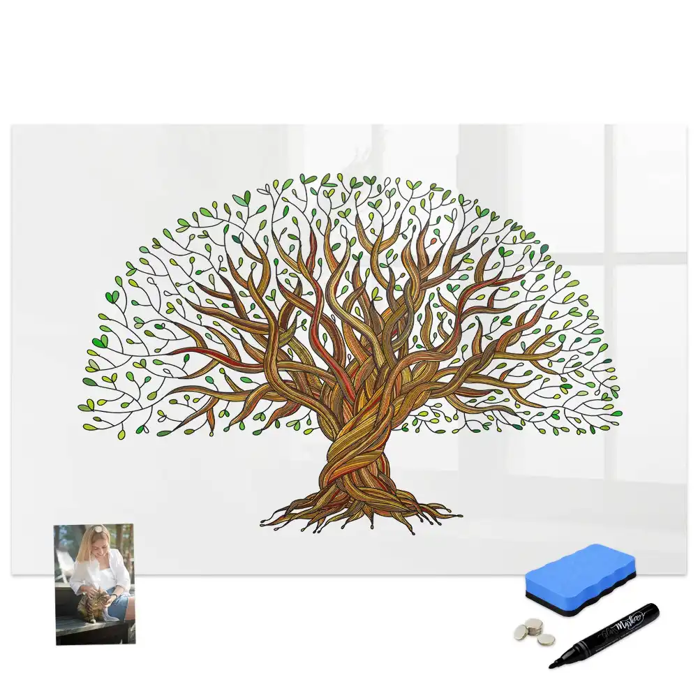 Tableau blanc magnétique effaçable à sec motif racines d'arbres