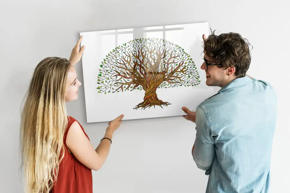 Tableau blanc magnétique effaçable à sec motif racines d'arbres
