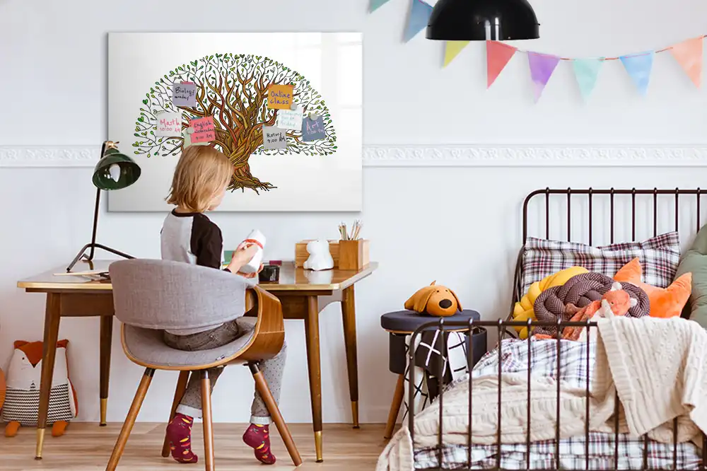 Tableau blanc magnétique effaçable à sec motif racines d'arbres