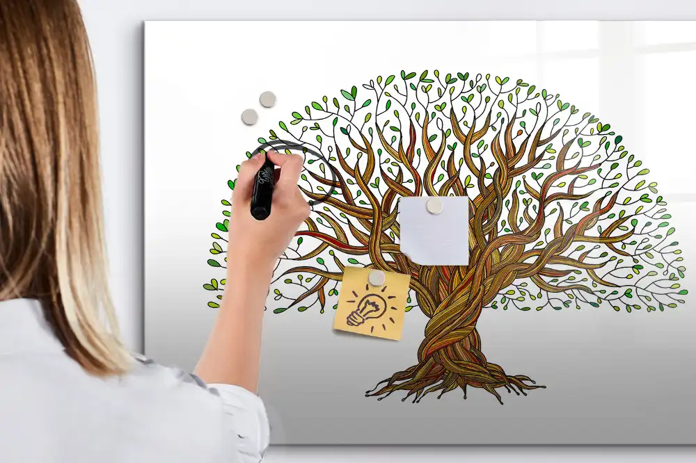 Tableau blanc magnétique effaçable à sec motif racines d'arbres