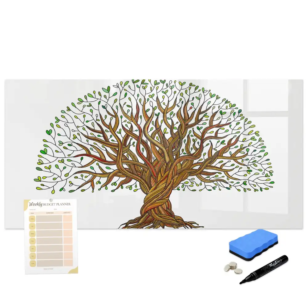 Tableau blanc magnétique effaçable à sec motif racines d'arbres