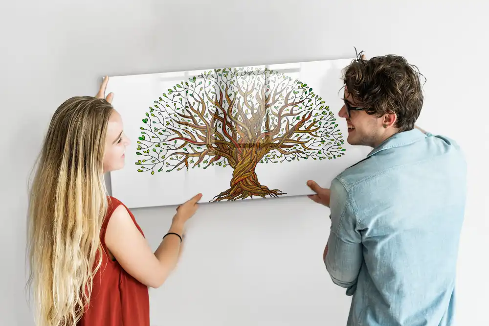 Tableau blanc magnétique effaçable à sec motif racines d'arbres