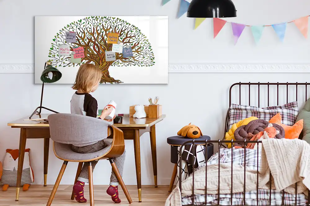 Tableau blanc magnétique effaçable à sec motif racines d'arbres