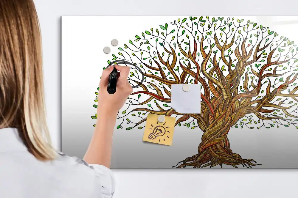 Tableau blanc magnétique effaçable à sec motif racines d'arbres