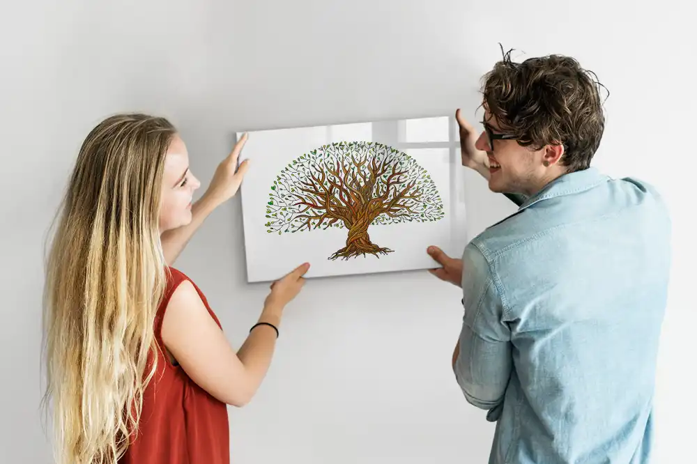 Tableau blanc magnétique effaçable à sec motif racines d'arbres