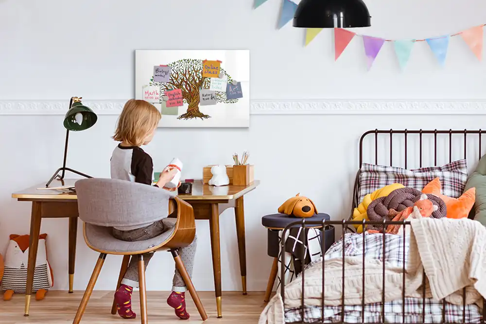 Tableau blanc magnétique effaçable à sec motif racines d'arbres