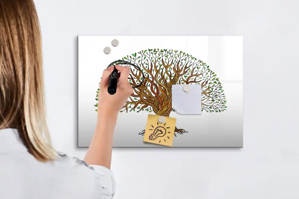 Tableau blanc magnétique effaçable à sec motif racines d'arbres