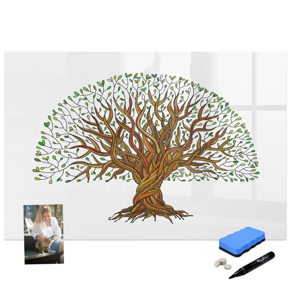 Tableau blanc magnétique effaçable à sec motif racines d'arbres