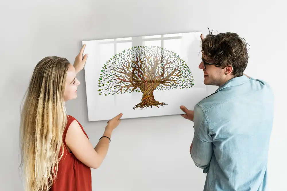 Tableau blanc magnétique effaçable à sec motif racines d'arbres