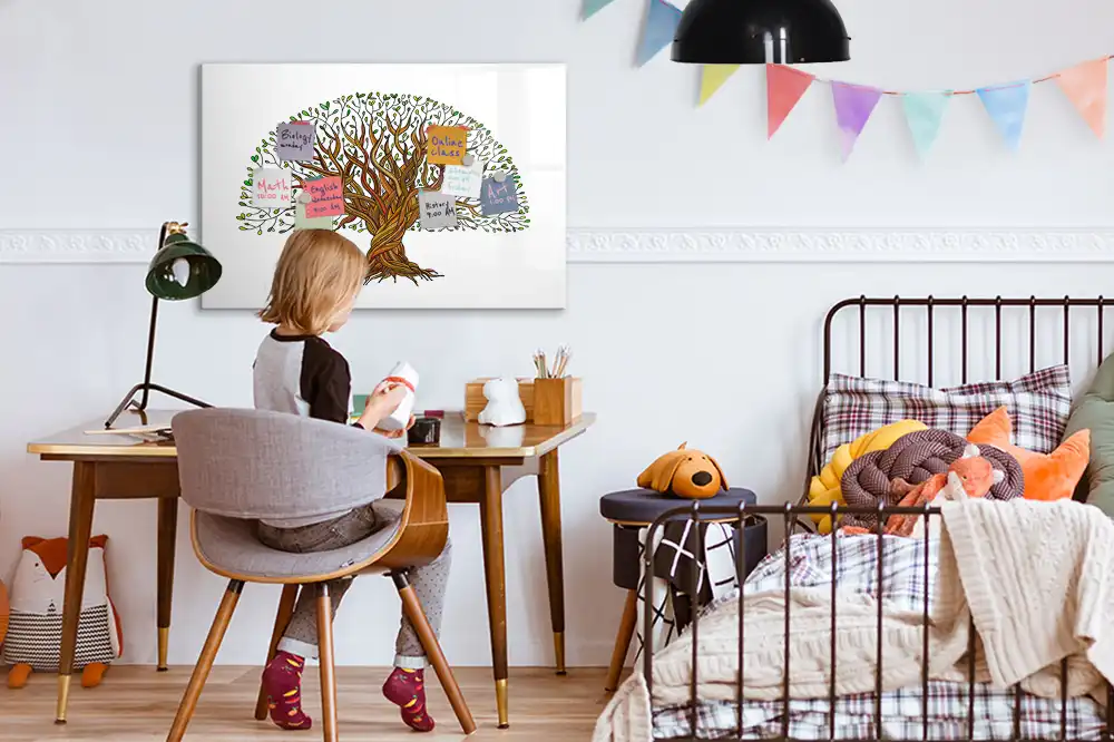 Tableau blanc magnétique effaçable à sec motif racines d'arbres
