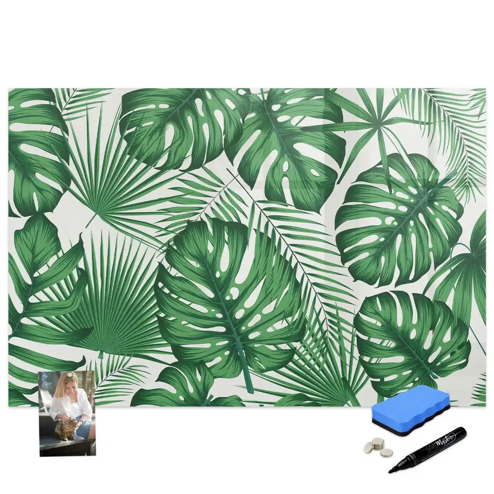 Tableau blanc magnétique effaçable à sec motif feuilles de monstera