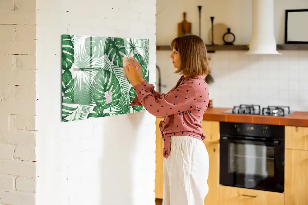 Tableau blanc magnétique effaçable à sec motif feuilles de monstera