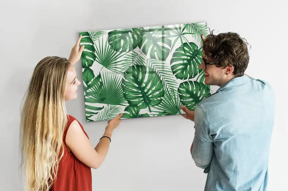 Tableau blanc magnétique effaçable à sec motif feuilles de monstera