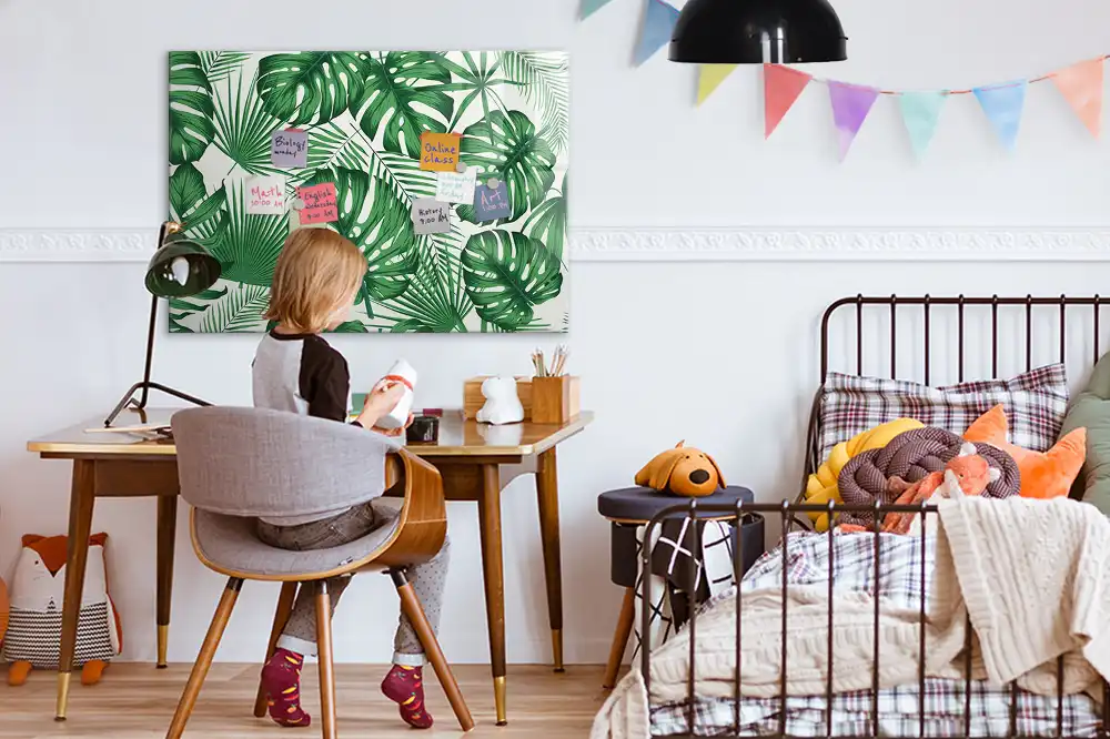 Tableau blanc magnétique effaçable à sec motif feuilles de monstera