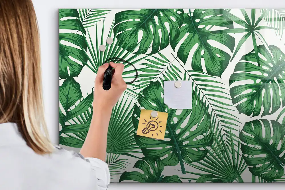 Tableau blanc magnétique effaçable à sec motif feuilles de monstera
