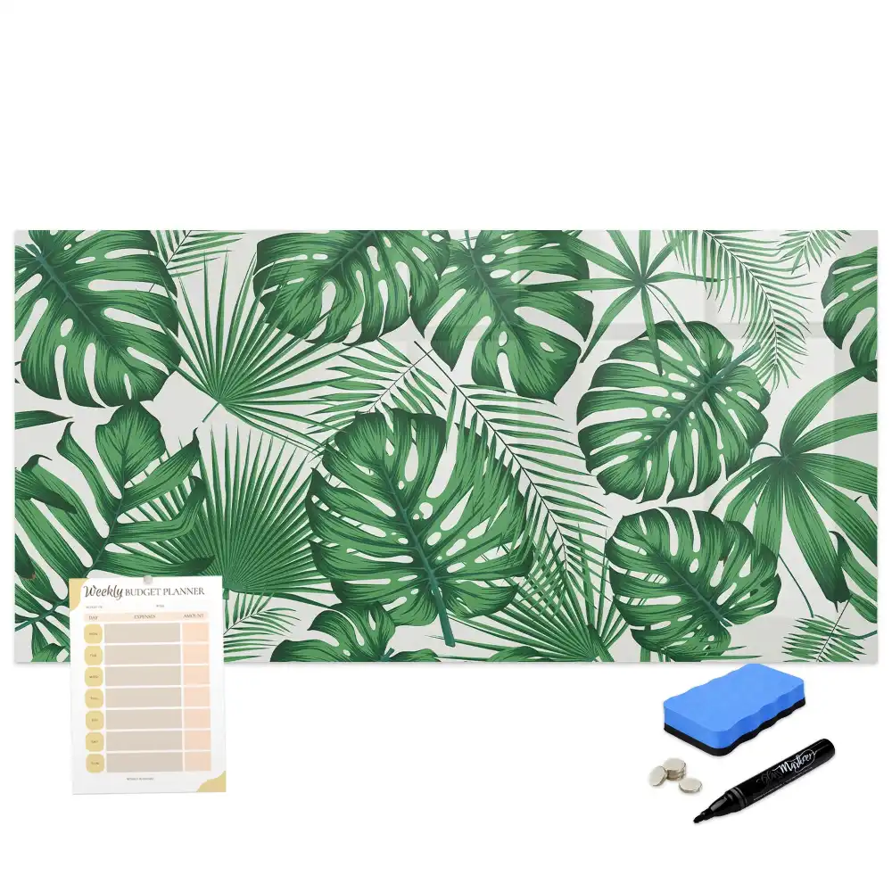 Tableau blanc magnétique effaçable à sec motif feuilles de monstera