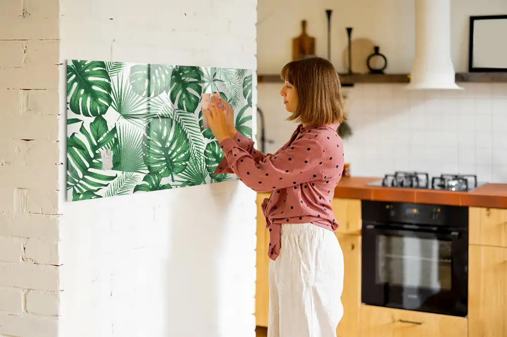 Tableau blanc magnétique effaçable à sec motif feuilles de monstera