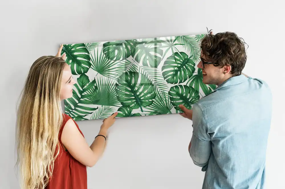 Tableau blanc magnétique effaçable à sec motif feuilles de monstera