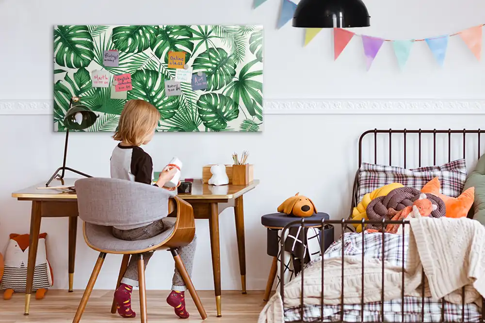Tableau blanc magnétique effaçable à sec motif feuilles de monstera