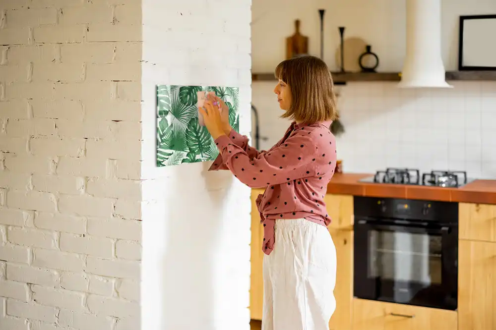 Tableau blanc magnétique effaçable à sec motif feuilles de monstera