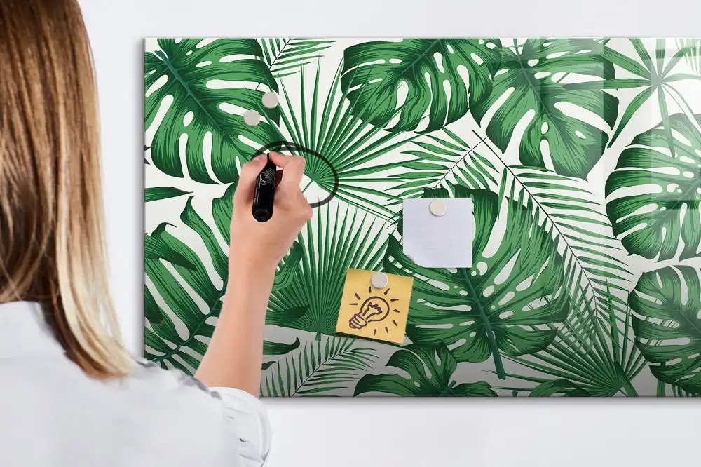 Tableau blanc magnétique effaçable à sec motif feuilles de monstera