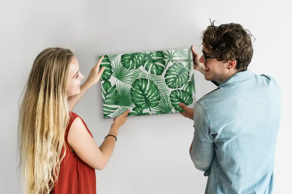 Tableau blanc magnétique effaçable à sec motif feuilles de monstera