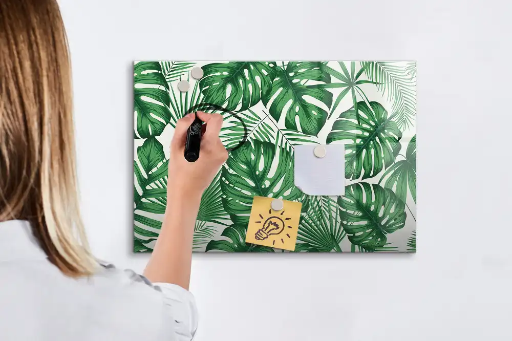 Tableau blanc magnétique effaçable à sec motif feuilles de monstera