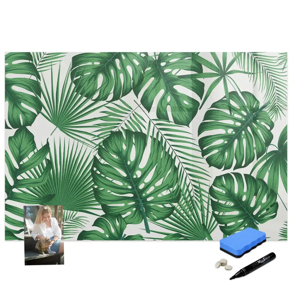 Tableau blanc magnétique effaçable à sec motif feuilles de monstera
