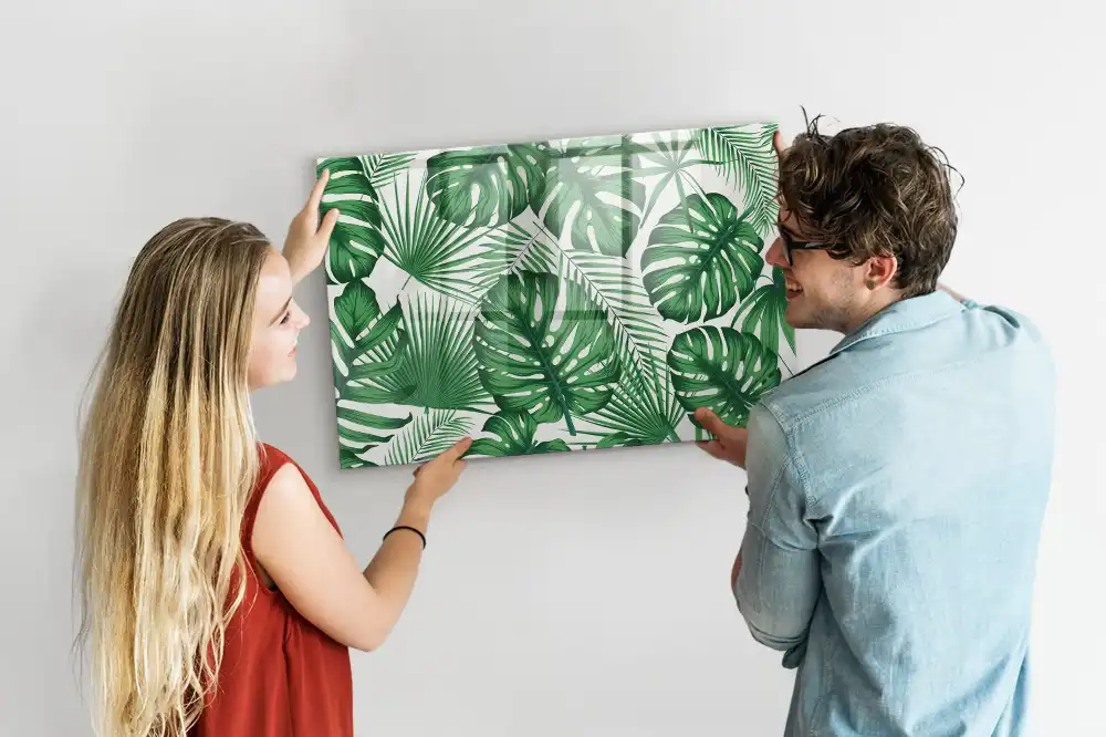 Tableau blanc magnétique effaçable à sec motif feuilles de monstera