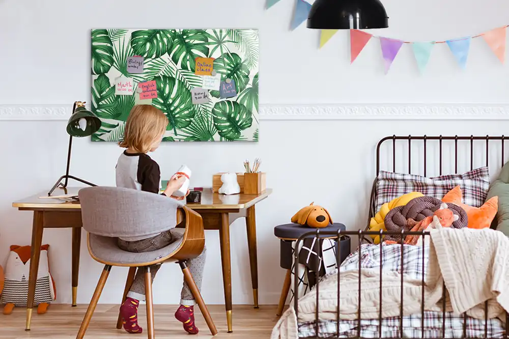 Tableau blanc magnétique effaçable à sec motif feuilles de monstera