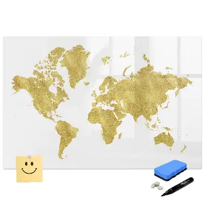 Tableau magnétique à dessiner motifs continents dorés