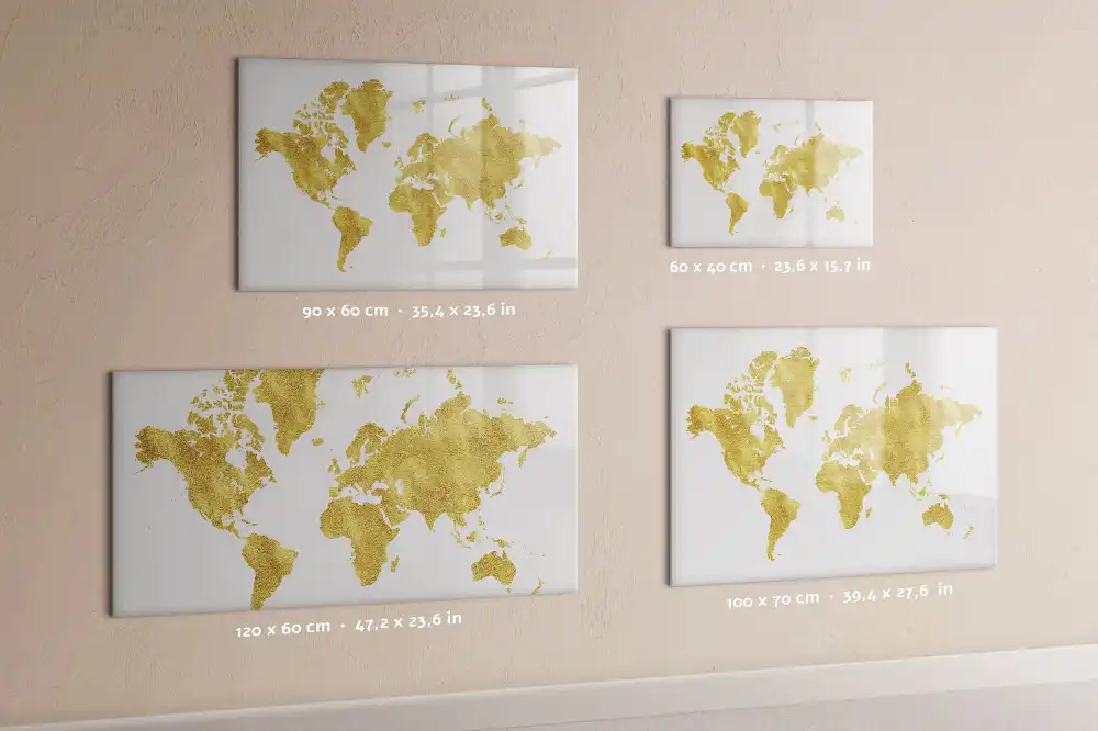 Tableau magnétique à dessiner motifs continents dorés