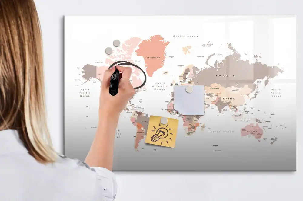 Tableau mural magnétique du monde à dessiner