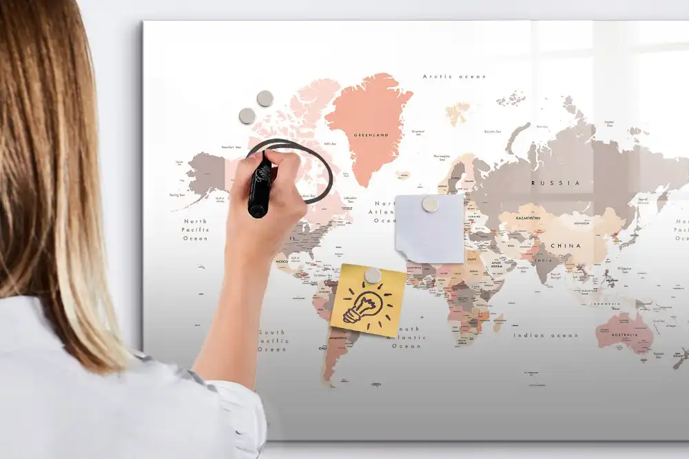 Tableau mural magnétique du monde à dessiner