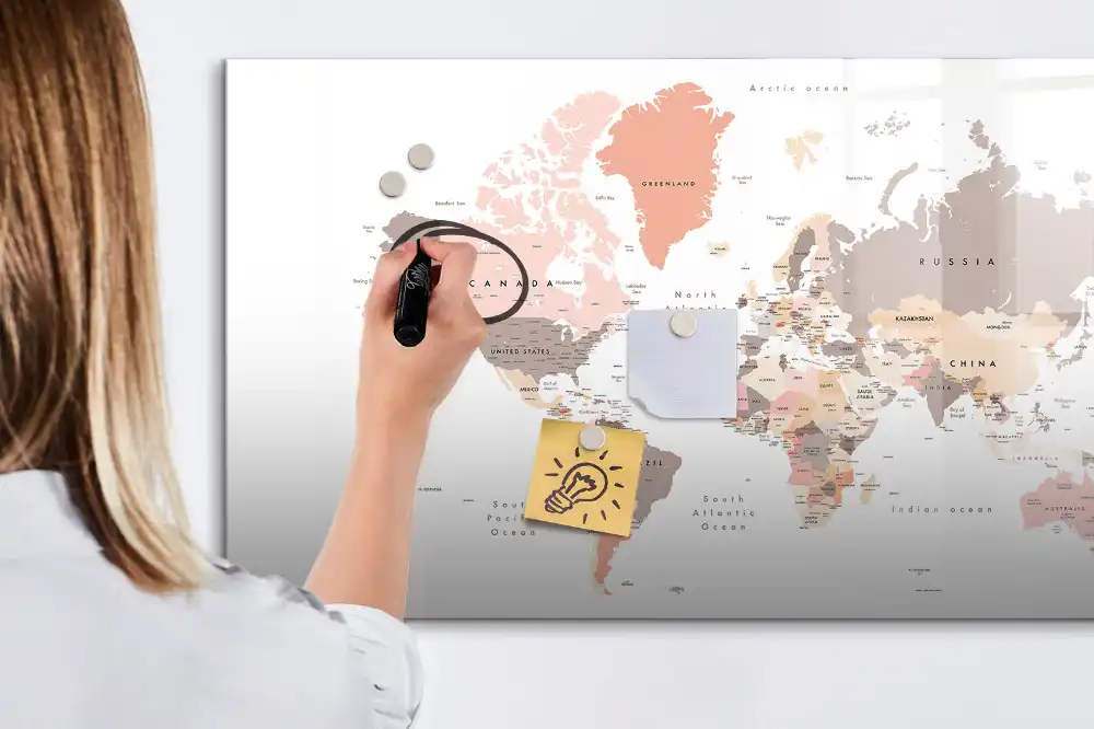 Tableau mural magnétique du monde à dessiner