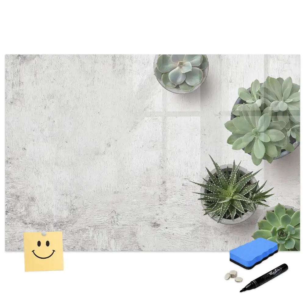 Tableau blanc magnétique effaçable à sec avec motif de plantes décoratives pour chambre