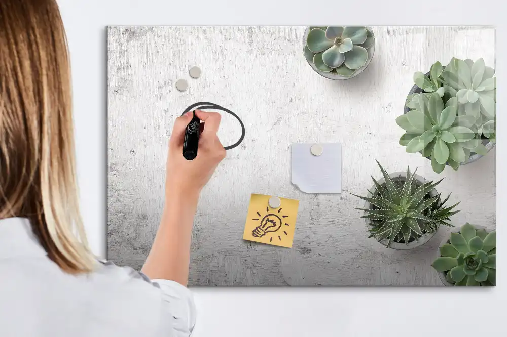 Tableau blanc magnétique effaçable à sec avec motif de plantes décoratives pour chambre