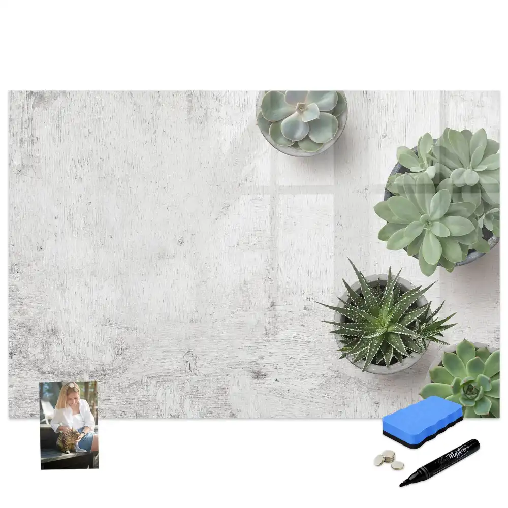 Tableau blanc magnétique effaçable à sec avec motif de plantes décoratives pour chambre
